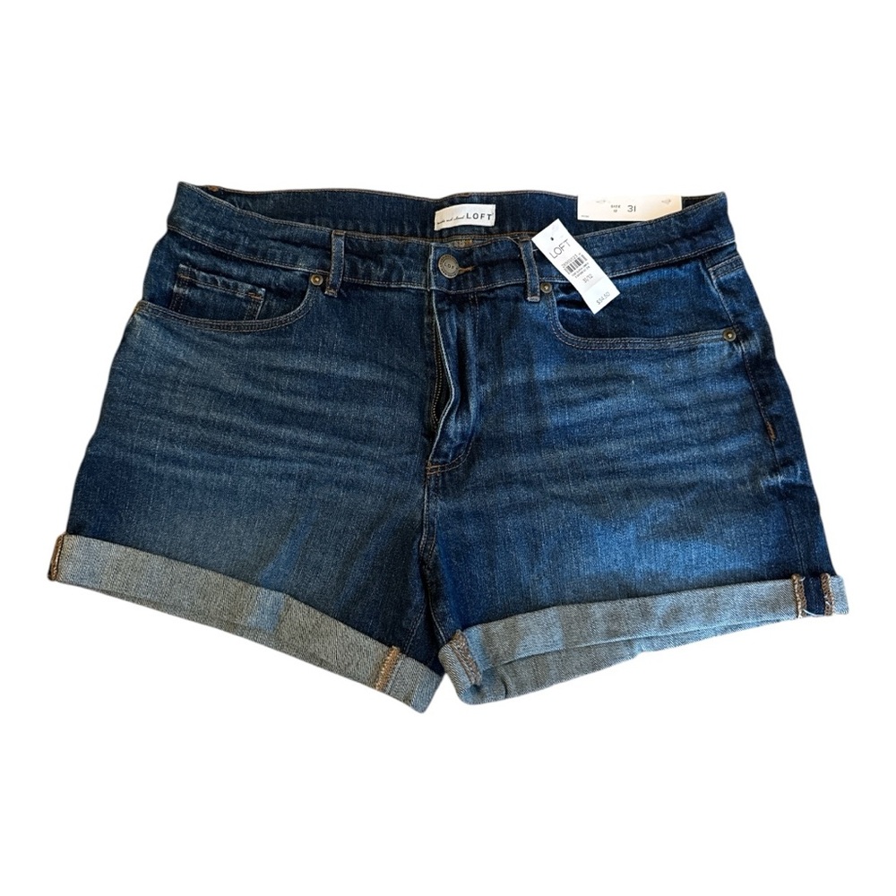 LOFT Blue Jean Shorts with Cuffed Hem Size 31 / 12 NWT